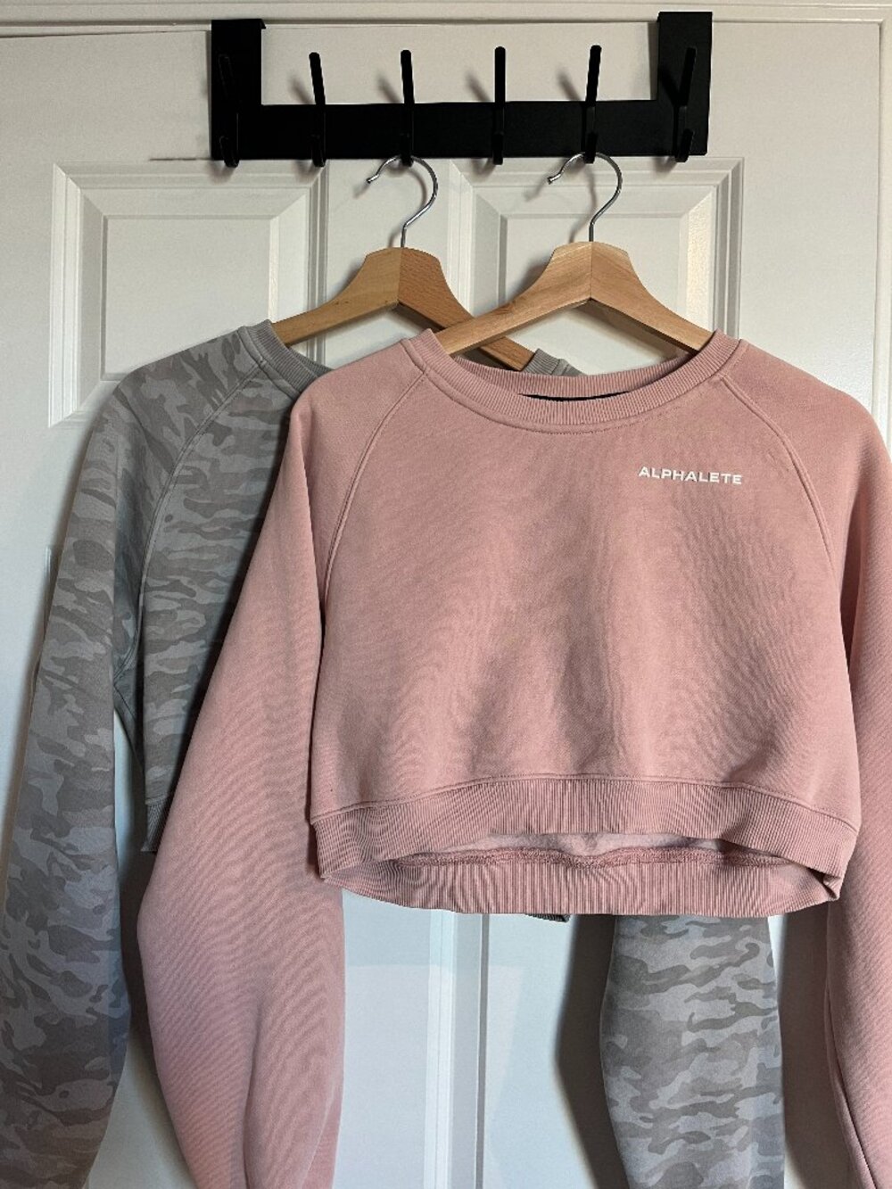 Alphalete Cropped Crew Sweater Bundle SMAL Pink Gray Camo USED Good Condition